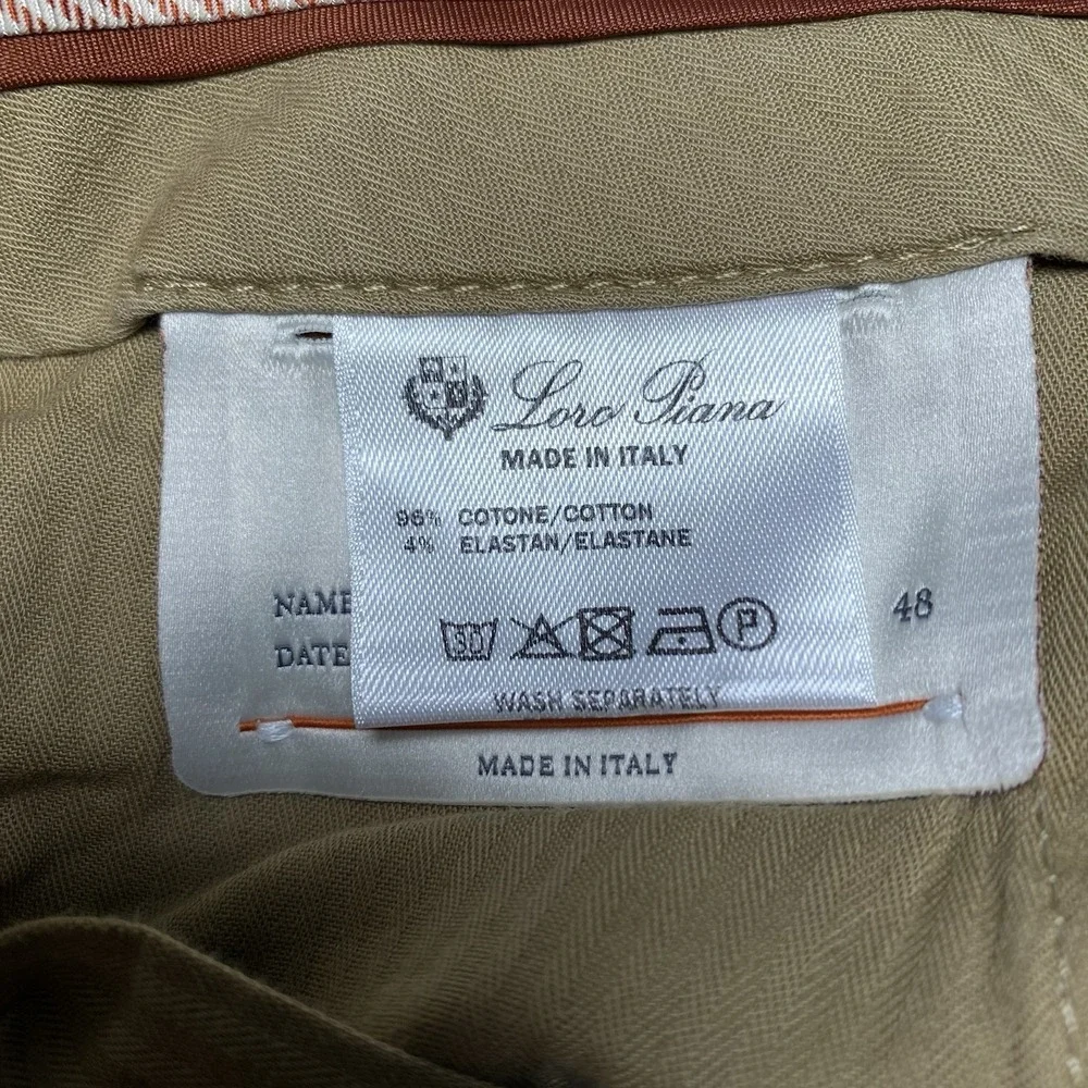 Loro Piana Pants 48 (34x29) Cotton Blend Flat Front White Quiet Luxury FAE8346